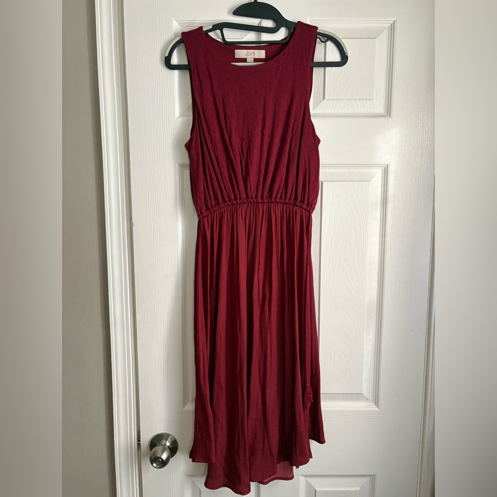 LOFT Rich Red Maxi Dress with tassel detail